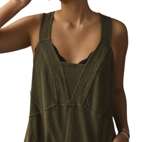 Anthropologie Daily Practice Green The Palmra Cotton Wide Leg Jumpsuit - Picture 2 of 12